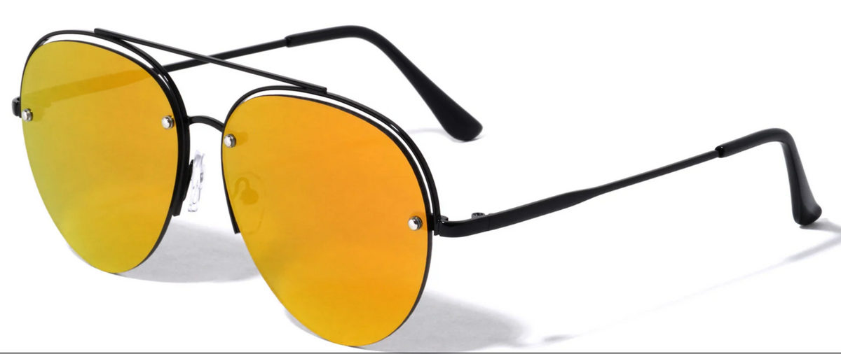 Rimless Tear Shape Aviator Sunglasses AV-1702 | Purple Lens Metal Frame | Lightweight Modern Retro Shades