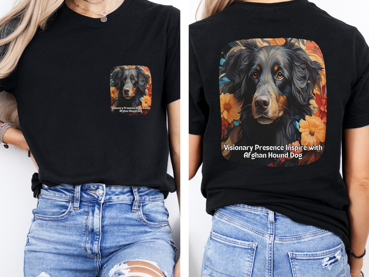 Afghan Hound Sunflower Tee – 'Visionary Presence' Front & Back Design