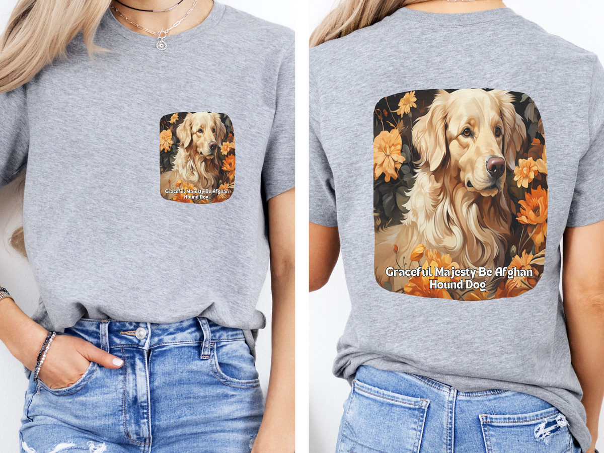 Afghan Hound Sunflower Tee – 'Graceful Majesty' Front & Back Design