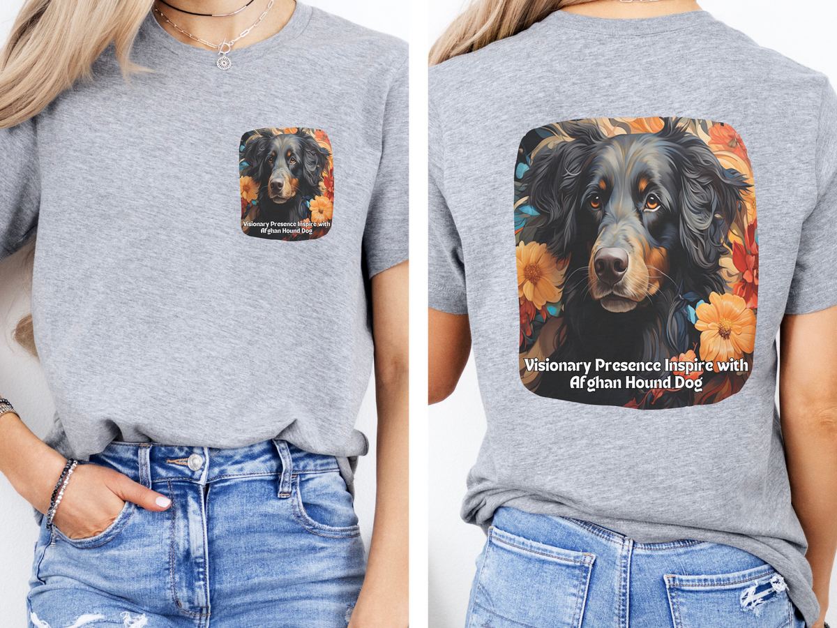 Afghan Hound Sunflower Tee – 'Visionary Presence' Front & Back Design