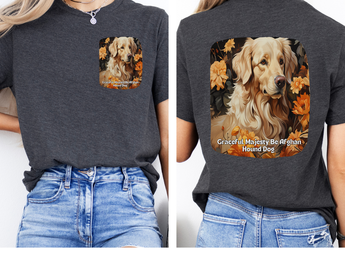 Afghan Hound Sunflower Tee – 'Graceful Majesty' Front & Back Design