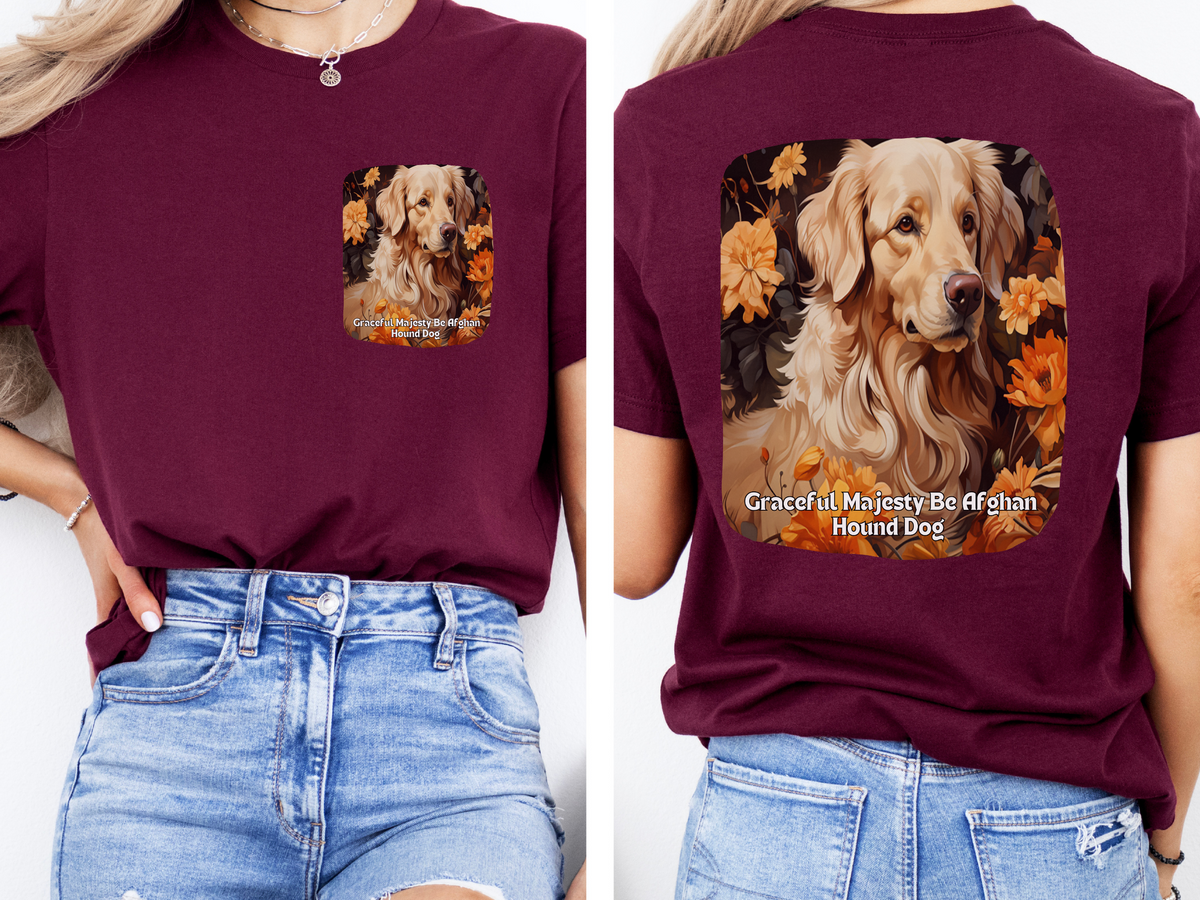 Afghan Hound Sunflower Tee – 'Graceful Majesty' Front & Back Design