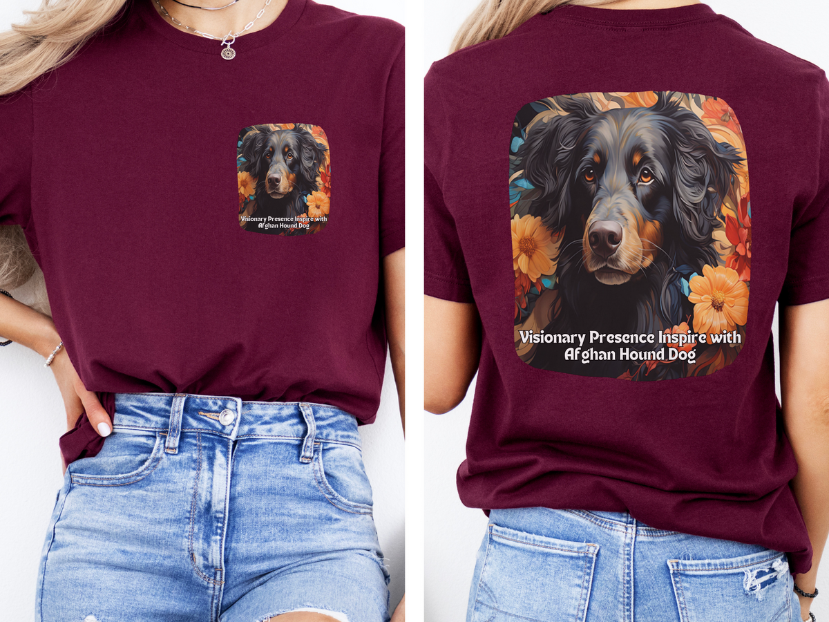 Afghan Hound Sunflower Tee – 'Visionary Presence' Front & Back Design