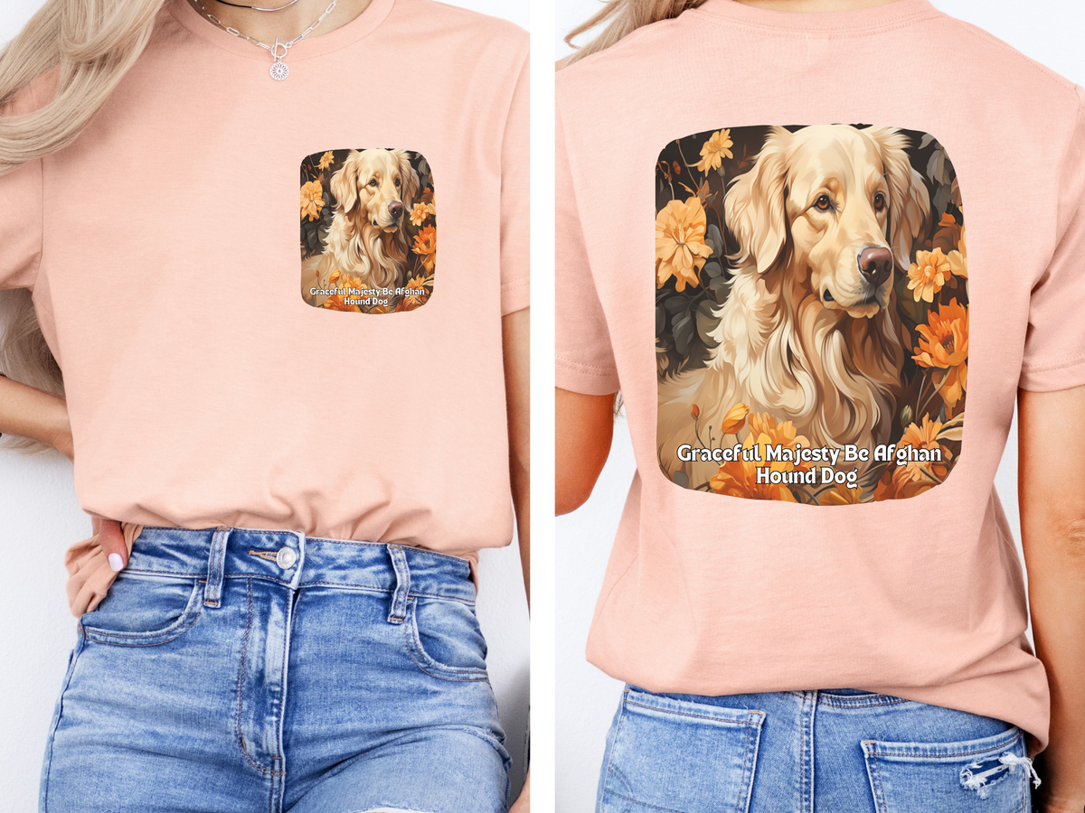 Afghan Hound Sunflower Tee – 'Graceful Majesty' Front & Back Design