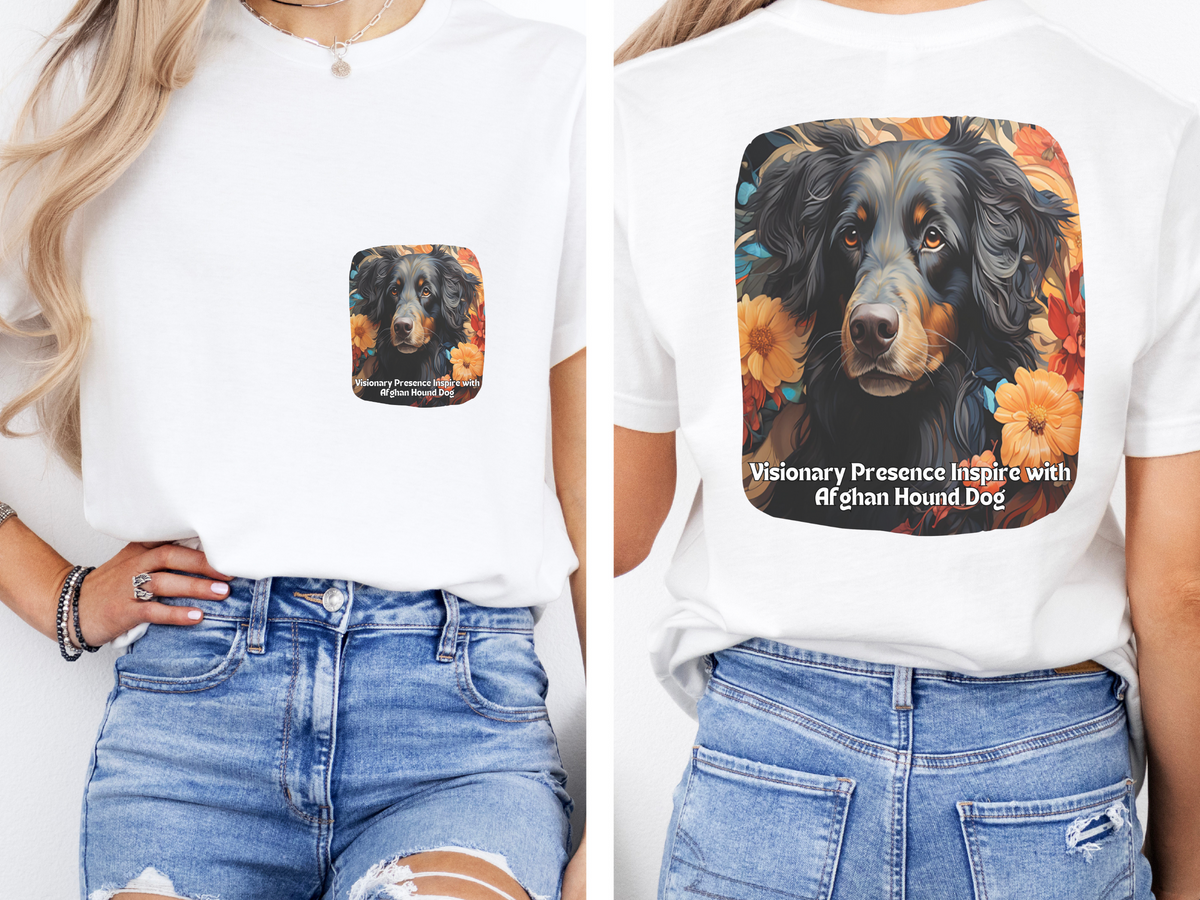 Afghan Hound Sunflower Tee – 'Visionary Presence' Front & Back Design