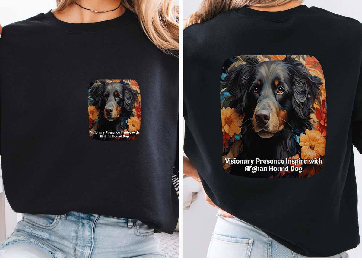 Afghan Hound Sunflower Sweatshirt – 'Visionary Presence' Front & Back Design