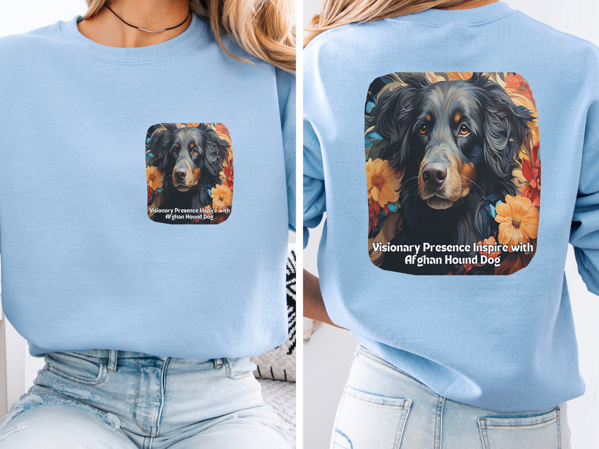 Afghan Hound Sunflower Sweatshirt – 'Visionary Presence' Front & Back Design