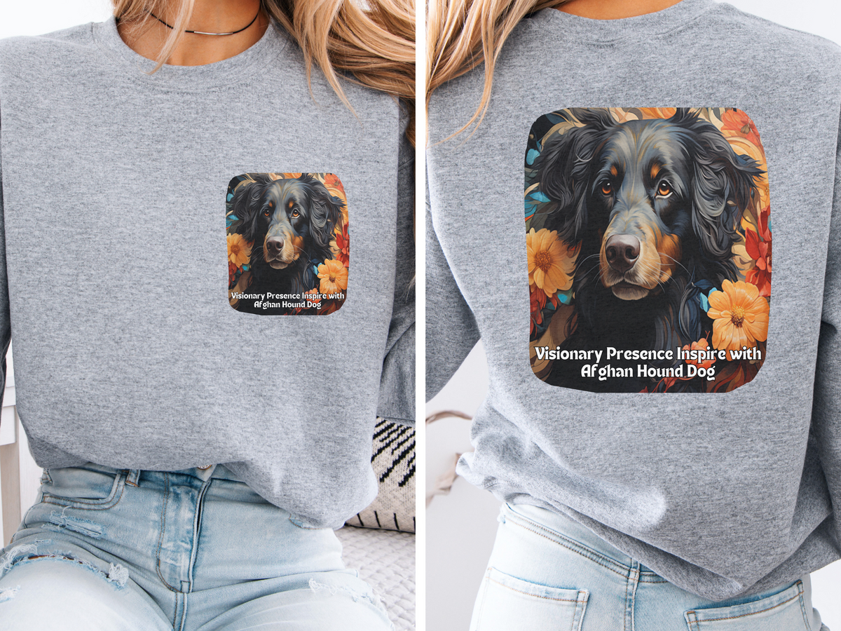 Afghan Hound Sunflower Sweatshirt – 'Visionary Presence' Front & Back Design