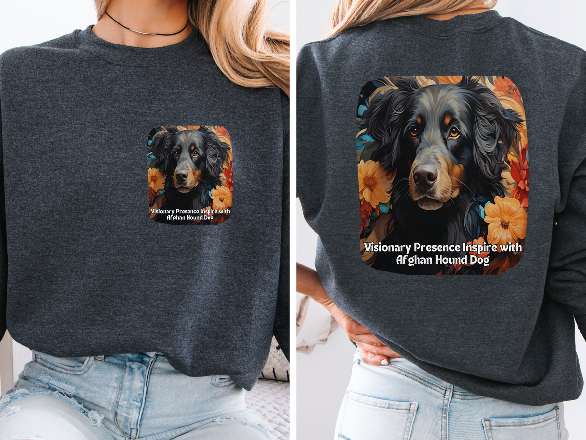 Afghan Hound Sunflower Sweatshirt – 'Visionary Presence' Front & Back Design