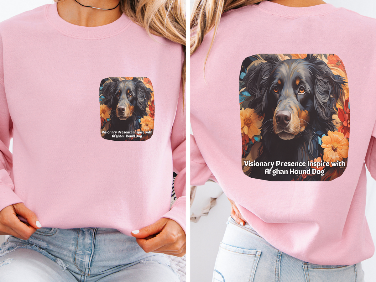 Afghan Hound Sunflower Sweatshirt – 'Visionary Presence' Front & Back Design