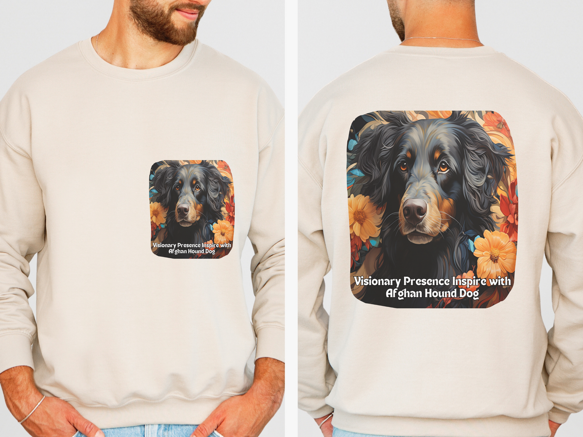 Afghan Hound Sunflower Sweatshirt – 'Visionary Presence' Front & Back Design