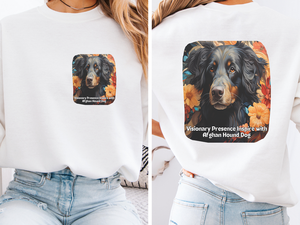 Afghan Hound Sunflower Sweatshirt – 'Visionary Presence' Front & Back Design