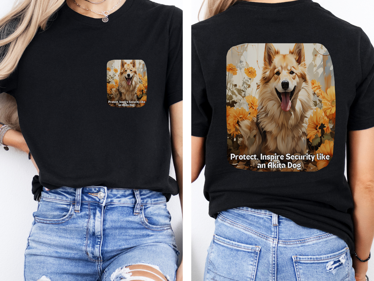 Akita Sunflower Tee – 'Protect & Inspire Security' Front & Back Design