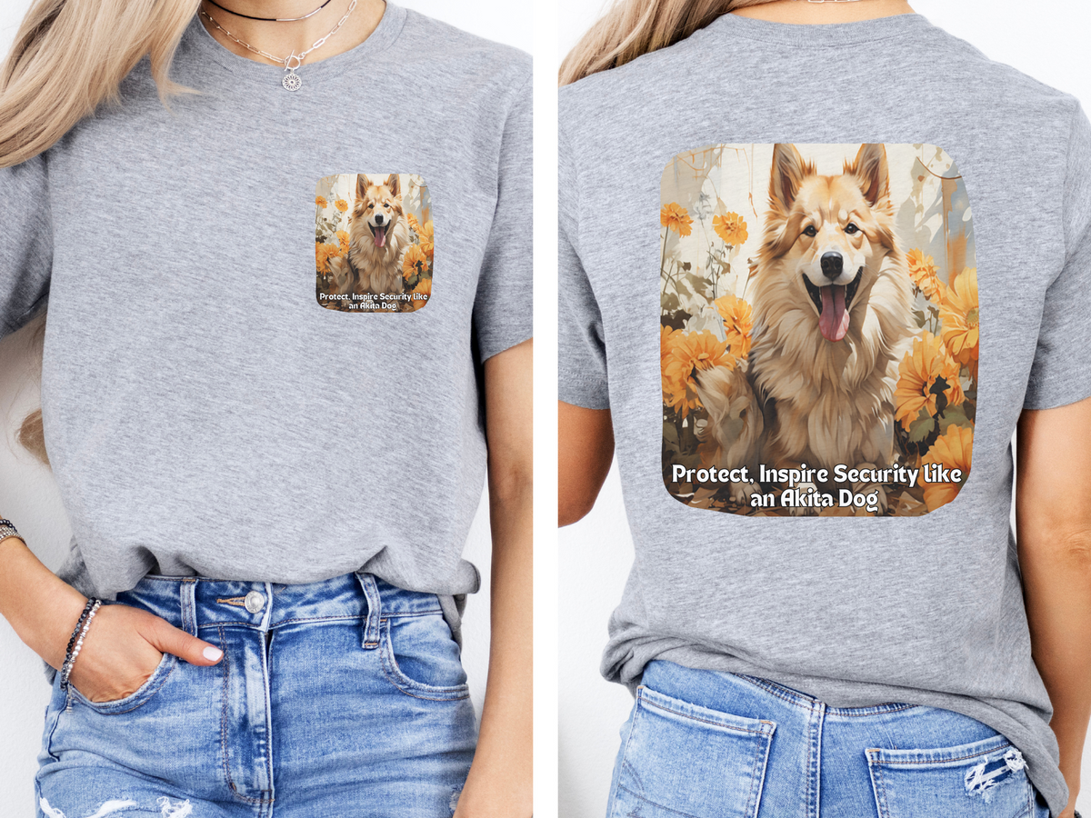Akita Sunflower Tee – 'Protect & Inspire Security' Front & Back Design