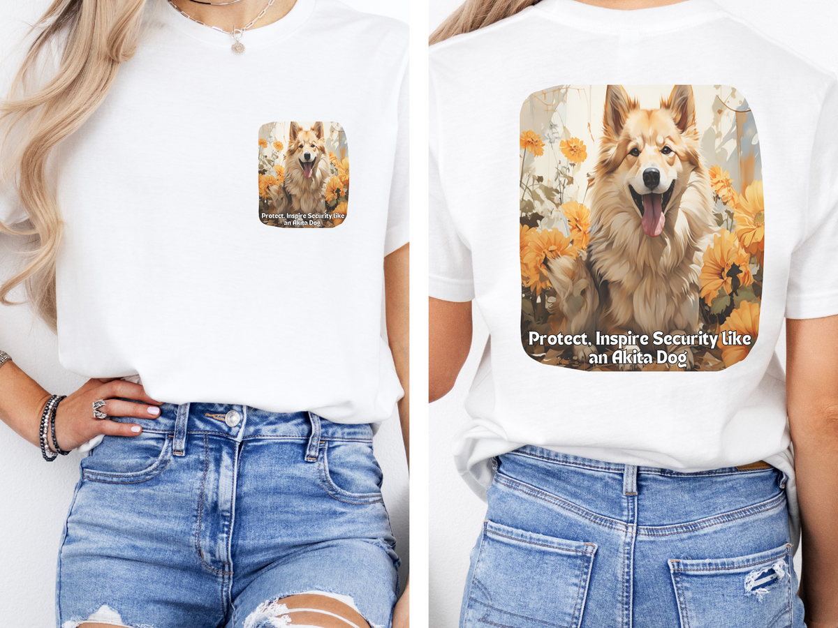 Akita Sunflower Tee – 'Protect & Inspire Security' Front & Back Design