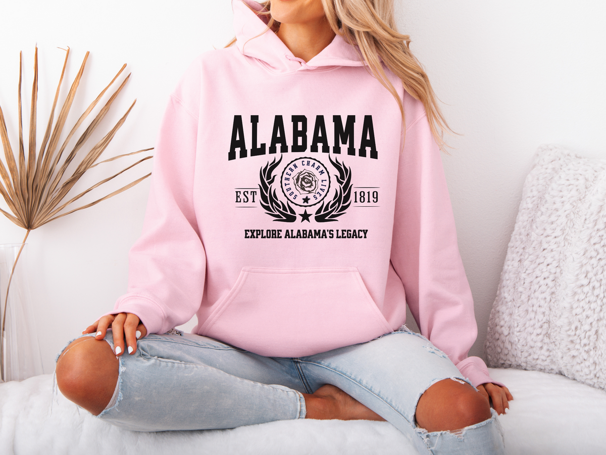 Alabama State Legacy Unisex Hoodie – "Explore Alabama's Legacy" Comfortable Southern-Inspired Pullover for Everyday Pride