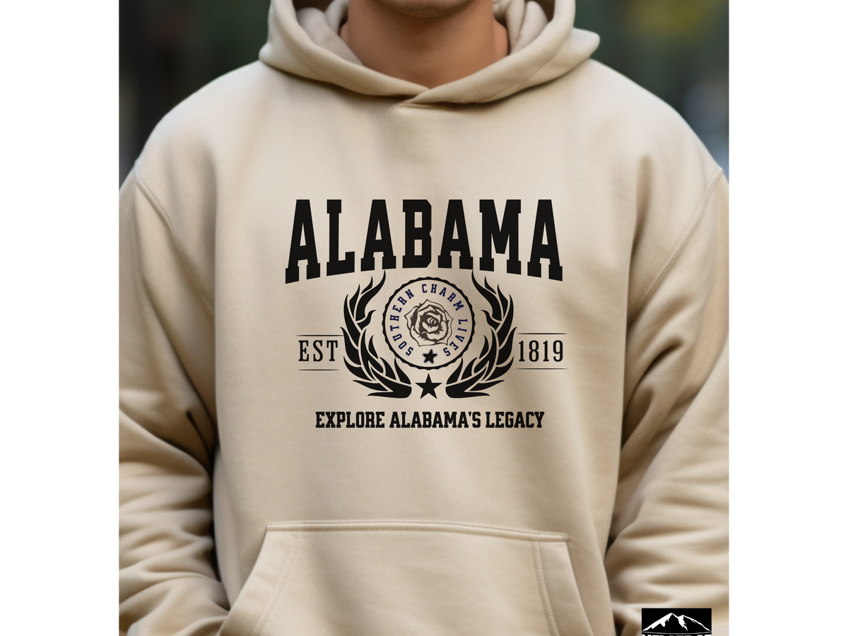 Alabama State Legacy Unisex Hoodie – "Explore Alabama's Legacy" Comfortable Southern-Inspired Pullover for Everyday Pride