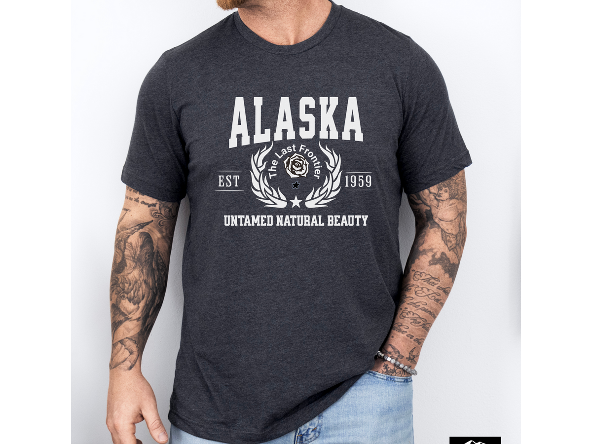 Alaska Unisex Collegiate State T Shirt Vintage College Style Alaska Graphic Tee Northern State Pride Shirt