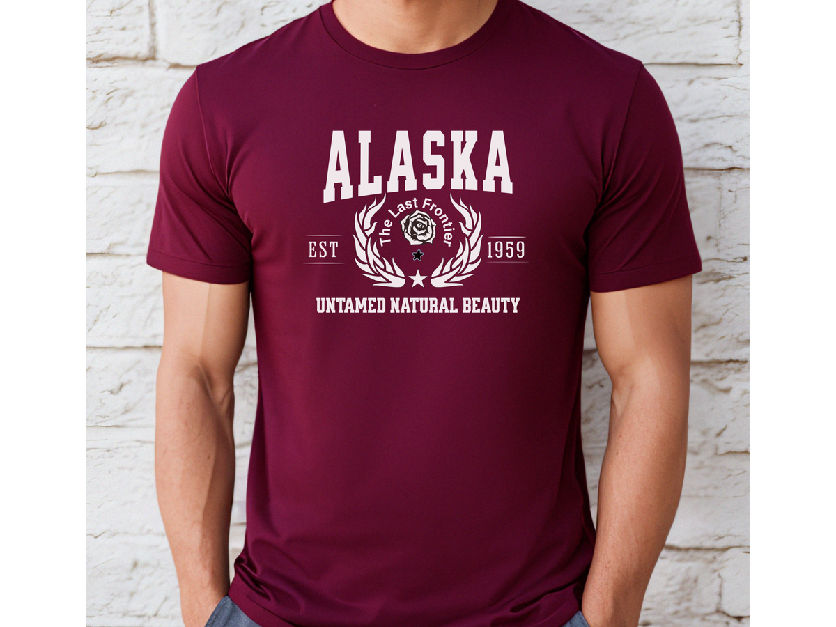 Alaska Unisex Collegiate State T Shirt Vintage College Style Alaska Graphic Tee Northern State Pride Shirt