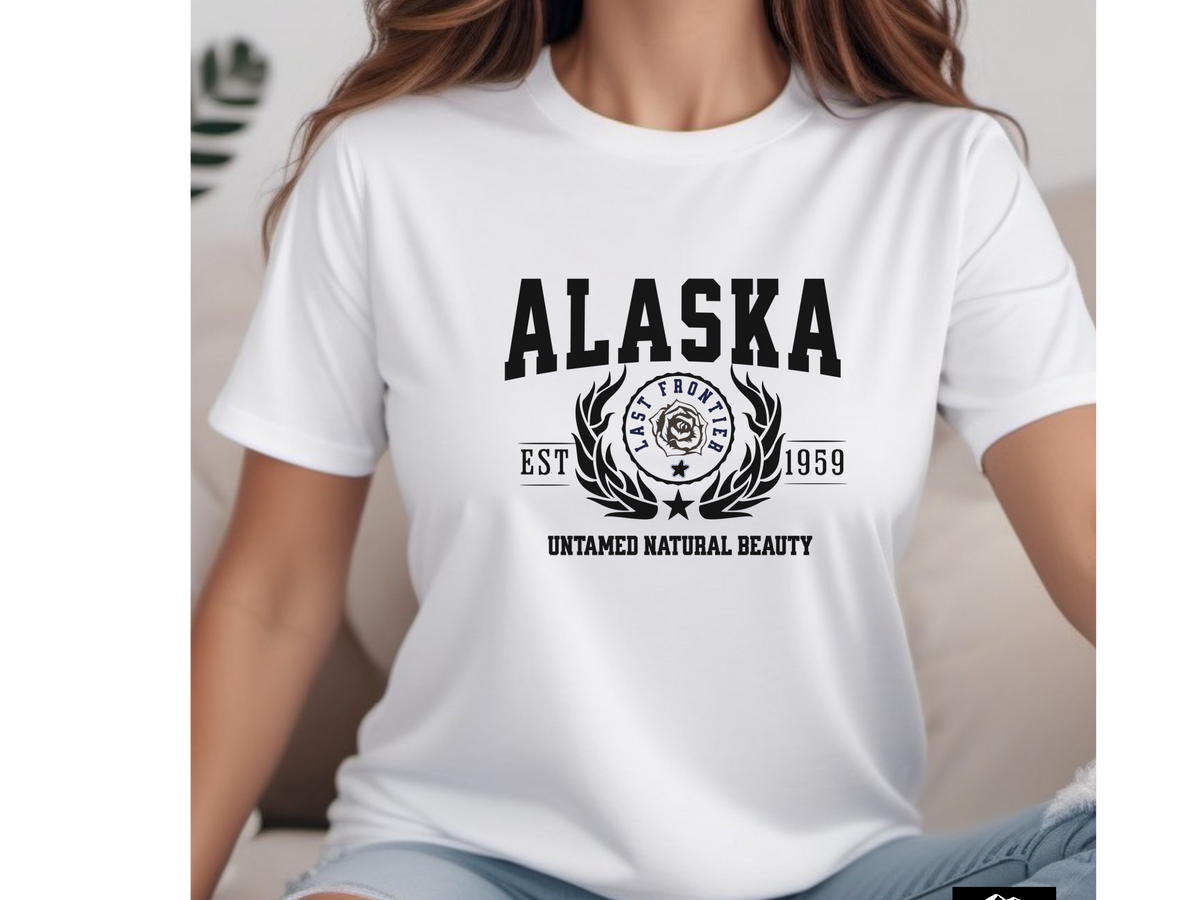Alaska Unisex Collegiate State T Shirt Vintage College Style Alaska Graphic Tee Northern State Pride Shirt