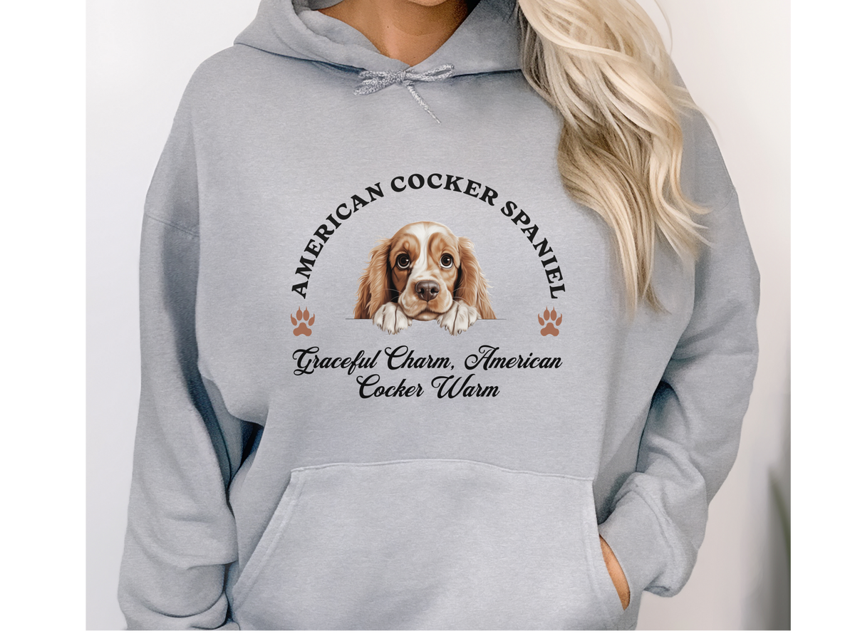 American Cocker Spaniel Dog Hoodie – "Graceful Charm, American Cocker Warm" | Unisex Cozy Hoodie for Elegant Companions