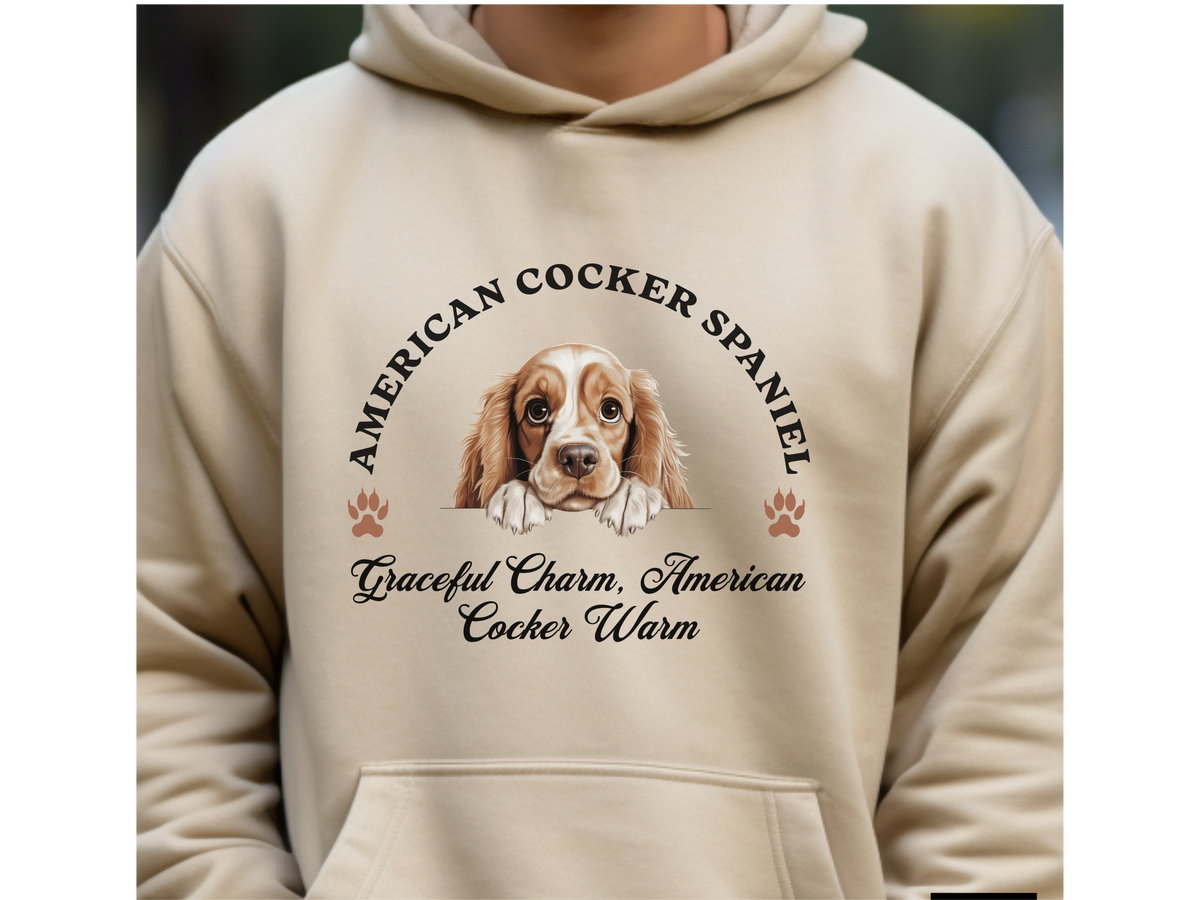 American Cocker Spaniel Dog Hoodie – "Graceful Charm, American Cocker Warm" | Unisex Cozy Hoodie for Elegant Companions