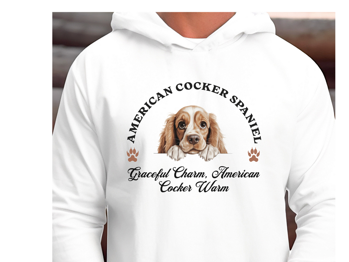 American Cocker Spaniel Dog Hoodie – "Graceful Charm, American Cocker Warm" | Unisex Cozy Hoodie for Elegant Companions