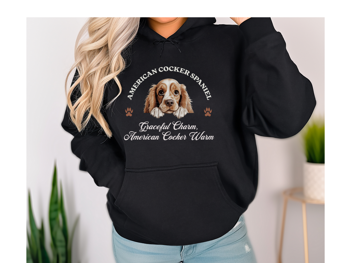 American Cocker Spaniel Dog Hoodie – "Graceful Charm, American Cocker Warm" | Unisex Cozy Hoodie for Elegant Companions