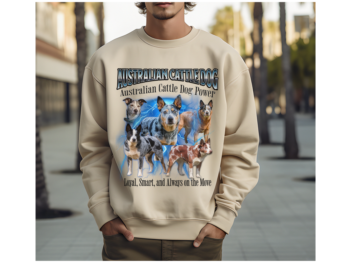 Australian Cattle Dog Bootleg Collage Sweatshirt – Power, Loyalty, and Unmatched Energy | Unisex Dog Lover Pullover