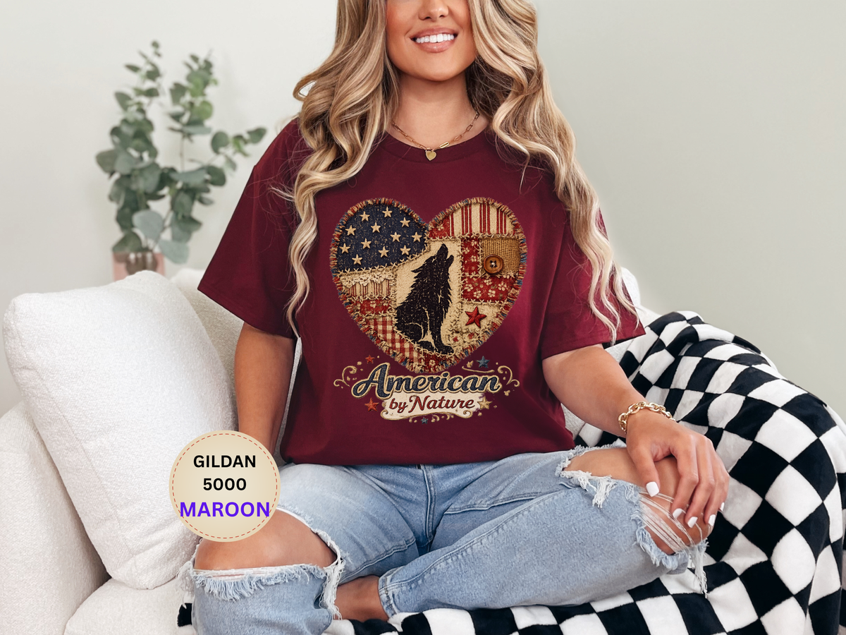 American by Nature Wolf Heart T-Shirt