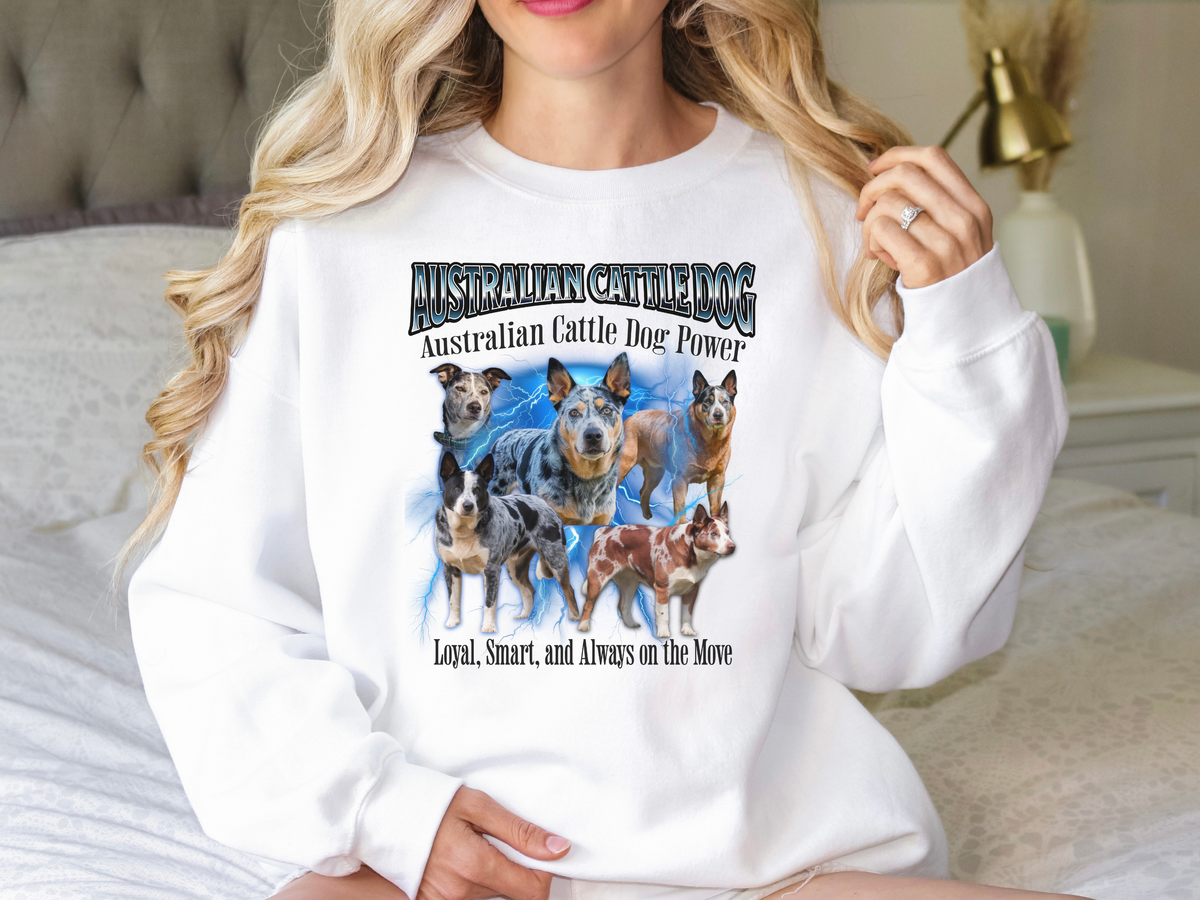 Australian Cattle Dog Bootleg Collage Sweatshirt – Power, Loyalty, and Unmatched Energy | Unisex Dog Lover Pullover