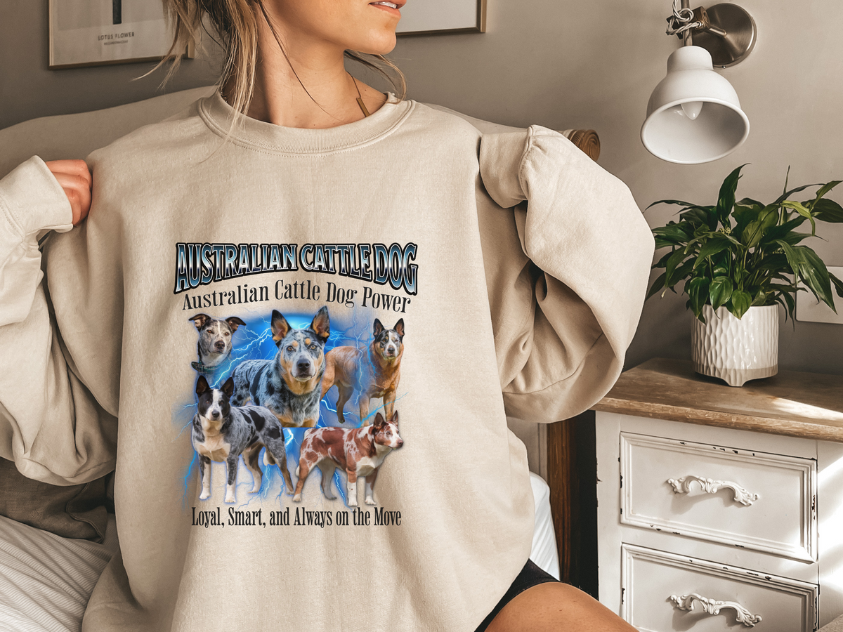 Australian Cattle Dog Bootleg Collage Sweatshirt – Power, Loyalty, and Unmatched Energy | Unisex Dog Lover Pullover