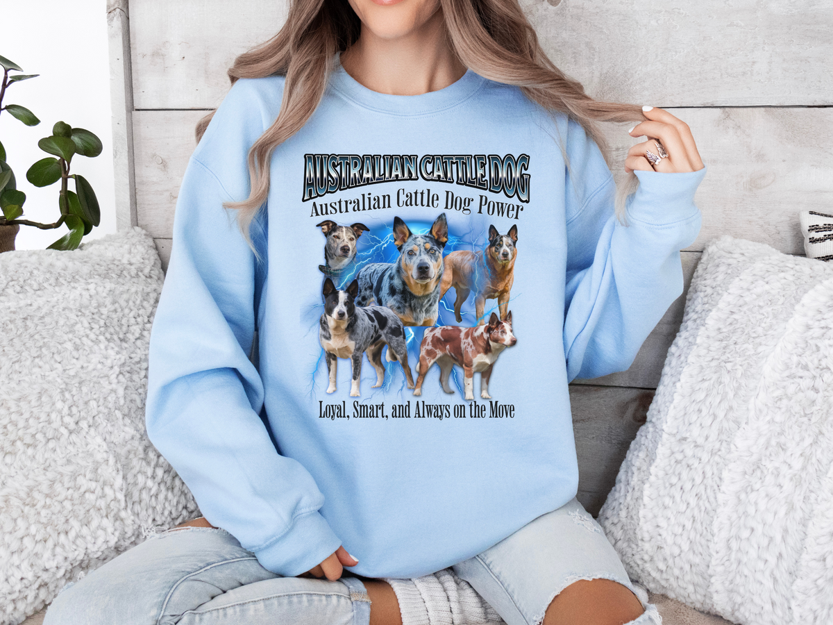 Australian Cattle Dog Bootleg Collage Sweatshirt – Power, Loyalty, and Unmatched Energy | Unisex Dog Lover Pullover