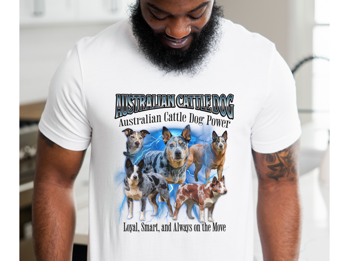 Australian Cattle Dog T Shirt Unisex Bootleg Collage Graphic Tee