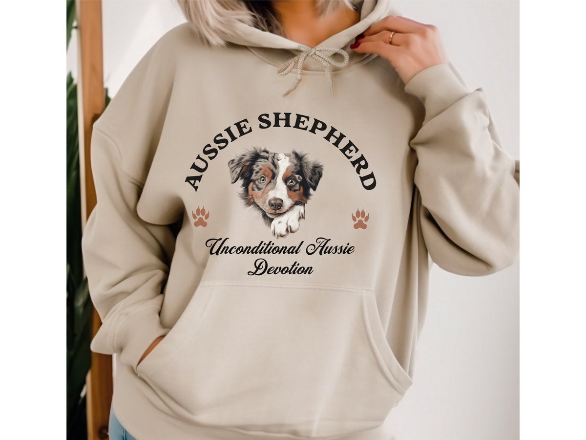 Australian Shepherd Dog Hoodie – "Unconditional Aussie Devotion" | Unisex Cozy Hoodie for Loyal Companions