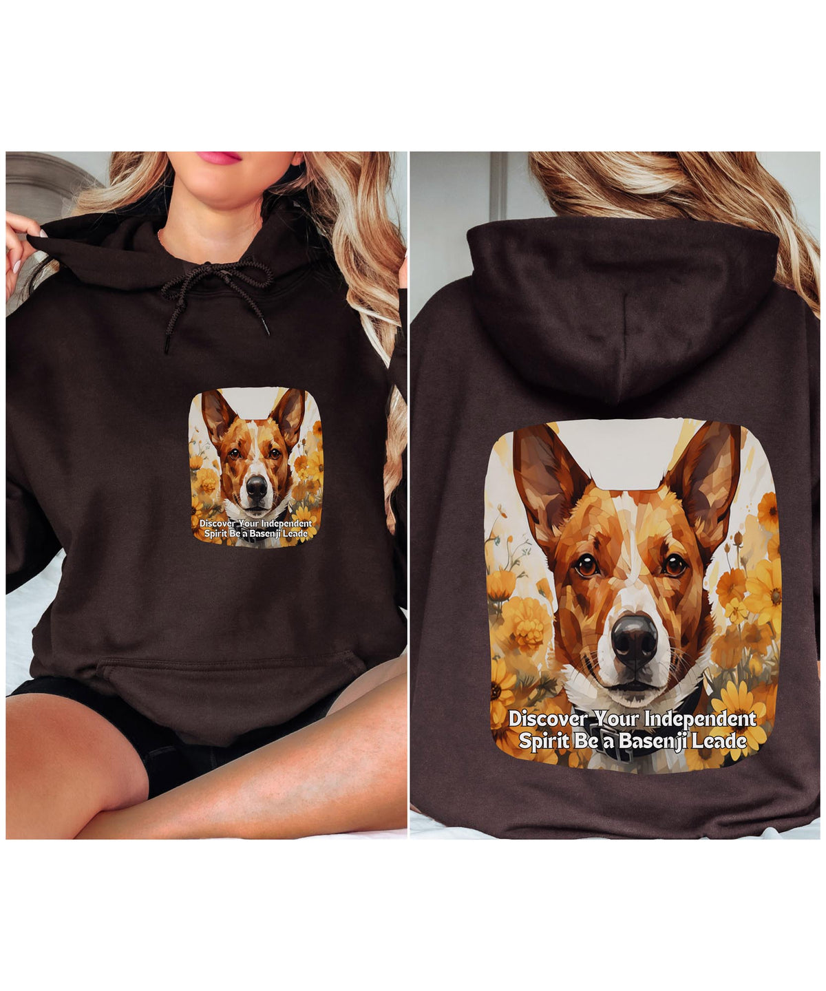 Stand Out, Inspire – Sunflower Basenji Confidence Dog Unisex Hoodie