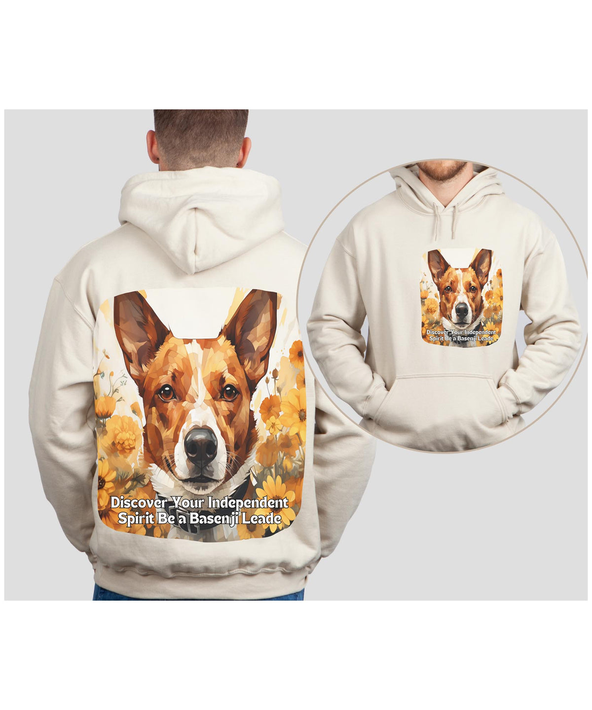 Stand Out, Inspire – Sunflower Basenji Confidence Dog Unisex Hoodie