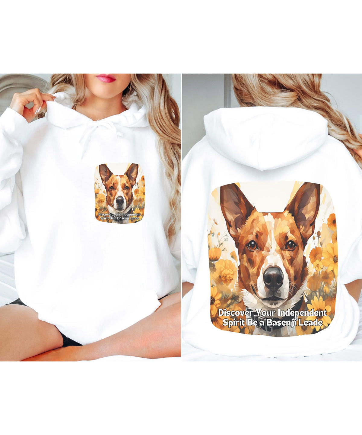 Stand Out, Inspire – Sunflower Basenji Confidence Dog Unisex Hoodie