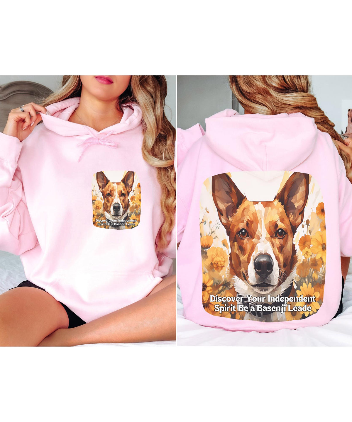 Stand Out, Inspire – Sunflower Basenji Confidence Dog Unisex Hoodie