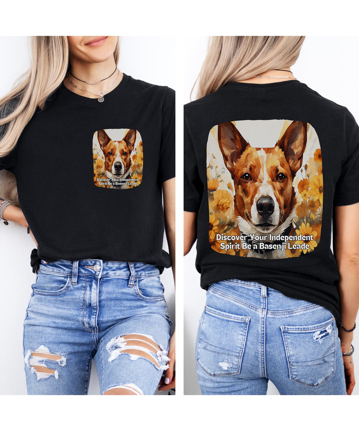 Basenji Sunflower T-Shirt – Independent Spirit & Leader Dog Tee