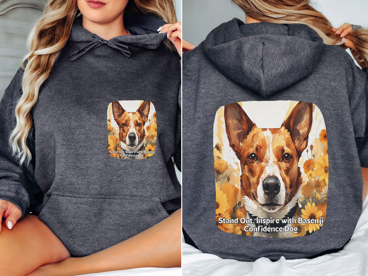 Stand Out, Inspire – Sunflower Basenji Confidence Dog Unisex Hoodie