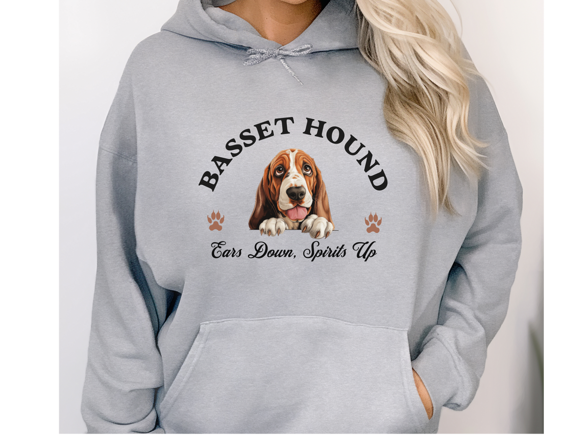 Basset Hound Dog Hoodie – "Ears Down, Spirits Up" | Unisex Cozy Hoodie for Long-Eared Charmers