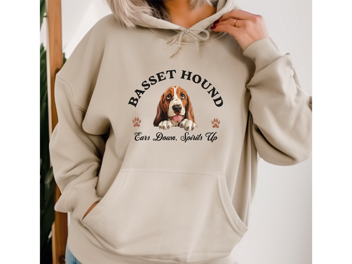 Basset Hound Dog Hoodie – "Ears Down, Spirits Up" | Unisex Cozy Hoodie for Long-Eared Charmers