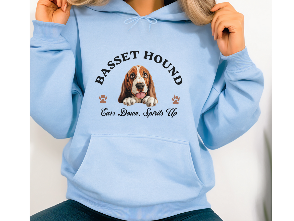 Basset Hound Dog Hoodie – "Ears Down, Spirits Up" | Unisex Cozy Hoodie for Long-Eared Charmers