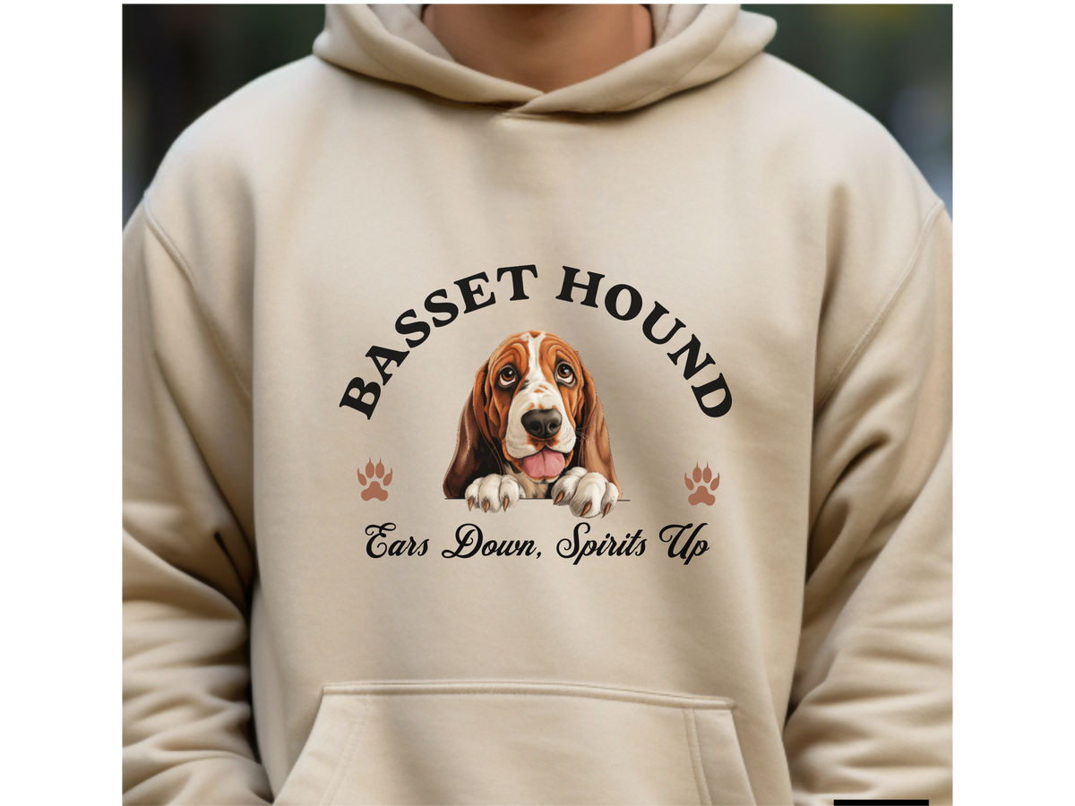 Basset Hound Dog Hoodie – "Ears Down, Spirits Up" | Unisex Cozy Hoodie for Long-Eared Charmers
