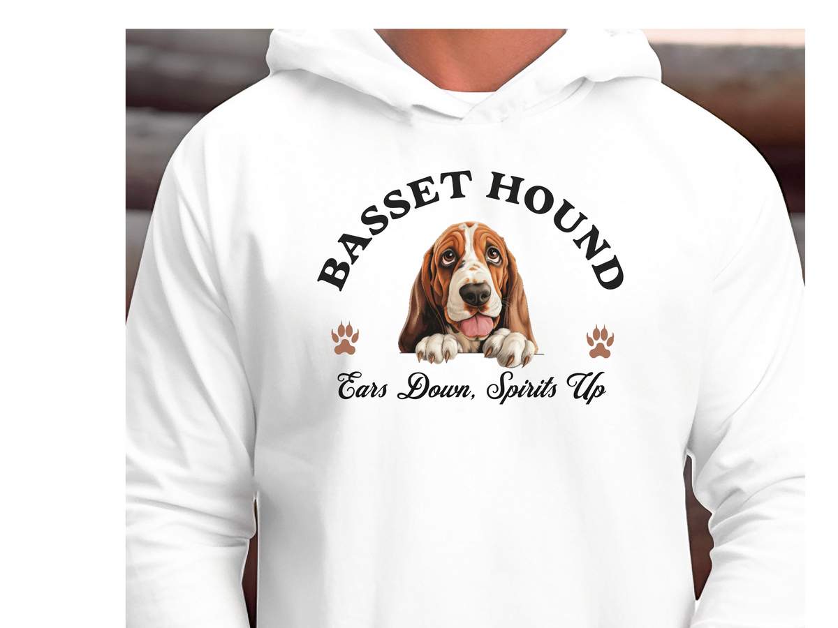 Basset Hound Dog Hoodie – "Ears Down, Spirits Up" | Unisex Cozy Hoodie for Long-Eared Charmers