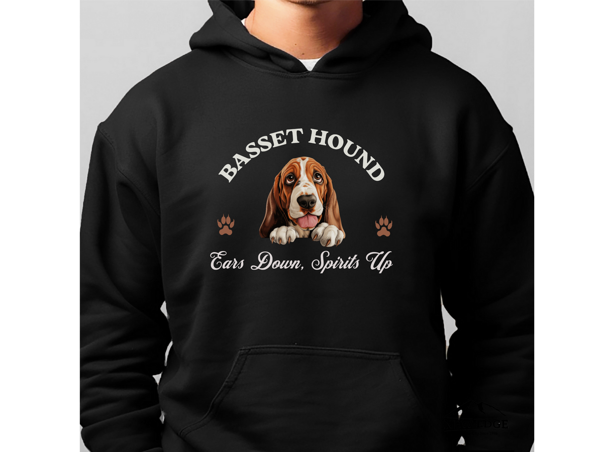 Basset Hound Dog Hoodie – "Ears Down, Spirits Up" | Unisex Cozy Hoodie for Long-Eared Charmers