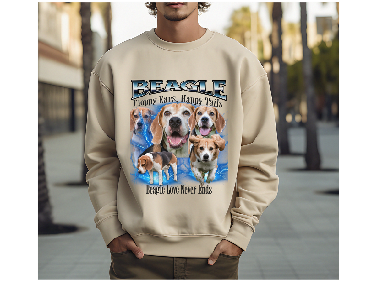 Beagle Bootleg Collage Sweatshirt – Floppy Ears, Happy Tails | Unisex Dog Lover Pullover