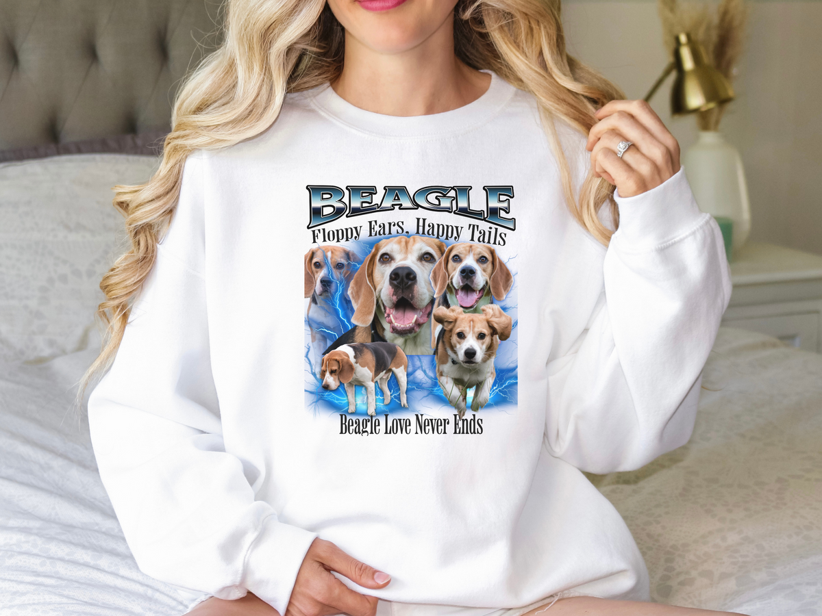 Beagle Bootleg Collage Sweatshirt – Floppy Ears, Happy Tails | Unisex Dog Lover Pullover