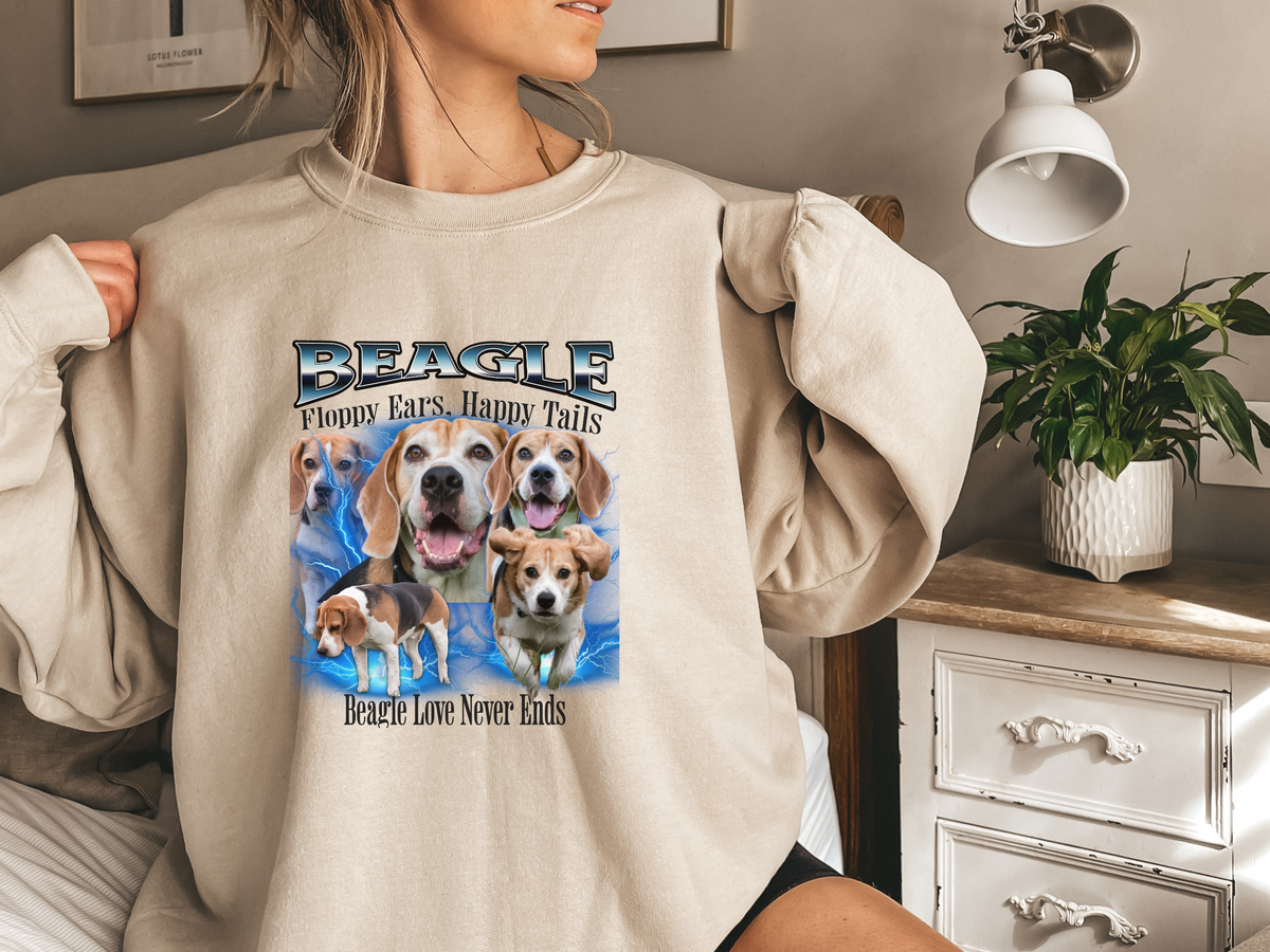 Beagle Bootleg Collage Sweatshirt – Floppy Ears, Happy Tails | Unisex Dog Lover Pullover